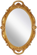 Load image into Gallery viewer, CARLA HOME Oval Antique Gold 25 x 38 cm Vintage Carved Hanging Wall Mirror for Bedroom and Living-Room

