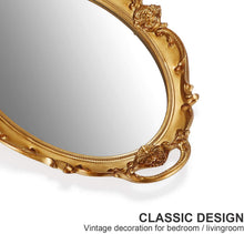 Load image into Gallery viewer, CARLA HOME Oval Antique Gold 25 x 38 cm Vintage Carved Hanging Wall Mirror for Bedroom and Living-Room

