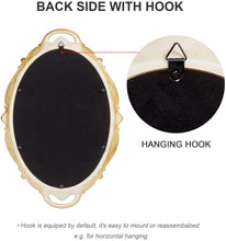 Load image into Gallery viewer, CARLA HOME Oval Antique Gold 25 x 38 cm Vintage Carved Hanging Wall Mirror for Bedroom and Living-Room
