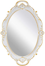 Load image into Gallery viewer, CARLA HOME Oval Antique White 25 x 38 cm Vintage Carved Hanging Wall Mirror for Bedroom and Living-Room
