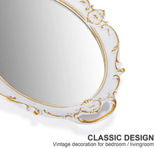 Load image into Gallery viewer, CARLA HOME Oval Antique White 25 x 38 cm Vintage Carved Hanging Wall Mirror for Bedroom and Living-Room
