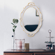 Load image into Gallery viewer, CARLA HOME Oval Antique White 25 x 38 cm Vintage Carved Hanging Wall Mirror for Bedroom and Living-Room
