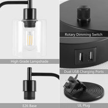 Load image into Gallery viewer, 2x Pack Industrial Table Lamp with 2 USB Port for Bedside Nightstand Desk and Living Room Office (Bulb not Included)
