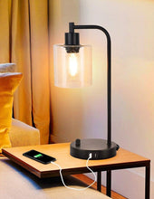 Load image into Gallery viewer, 2x Pack Industrial Table Lamp with 2 USB Port for Bedside Nightstand Desk and Living Room Office (Bulb not Included)
