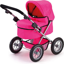 Load image into Gallery viewer, Foldable Dolls Pram with Height-Adjustable Handle and Shoulder Bag, Stable, Pink
