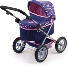 Load image into Gallery viewer, Trendy Dolls Pram, Foldable with Height-Adjustable Handle, Blue and Pink
