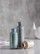 Load image into Gallery viewer, Ceramic Vases Set of 3 Crackled Finish Blue Farmhouse for Home D�cor
