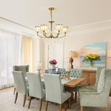Load image into Gallery viewer, Gold Chandelier, 6 Lights, Wagon Wheel Clear Crystal
