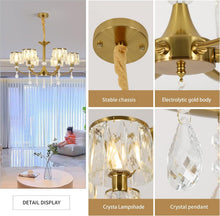 Load image into Gallery viewer, Gold Chandelier, 6 Lights, Wagon Wheel Clear Crystal
