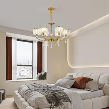 Load image into Gallery viewer, Gold Chandelier, 6 Lights, Wagon Wheel Clear Crystal

