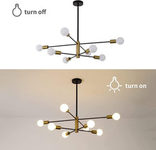 Load image into Gallery viewer, Sputnik Chandelier Modern Industrial, 8-Light , Black &amp; Gold
