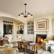 Load image into Gallery viewer, Crystal Chandelier Industrial Farmhouse, Black
