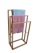 Load image into Gallery viewer, Bamboo Towel Bar Holder Rack 3-Tier Freestanding for Bathroom and Bedroom
