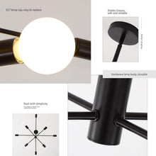 Load image into Gallery viewer, Modern Sputnik Chandelier, 8 Light, Black
