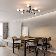 Load image into Gallery viewer, Modern Semi Flush Chandelier, 8 Light, Black

