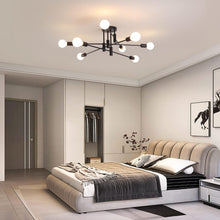 Load image into Gallery viewer, Modern Semi Flush Chandelier, 8 Light, Black
