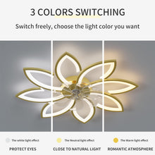 Load image into Gallery viewer, Modern Ceiling Light Fan, Low Profile, 6 Wind Speed, 3 Color (90cm, Gold)

