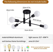 Load image into Gallery viewer, Mid Century Chandelier Modern, 4-Light
