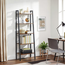 Load image into Gallery viewer, 5-Tier Industrial Bookcase, Rustic Brown
