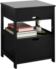 Load image into Gallery viewer, Black Bedside Table with 2 Drawers
