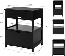 Load image into Gallery viewer, Black Bedside Table with 2 Drawers
