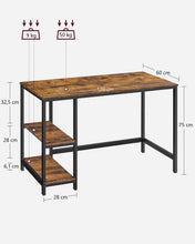 Load image into Gallery viewer, Computer Desk 2 Shelves Rustic, Brown Black
