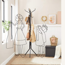 Load image into Gallery viewer, Metal Coat Rack Stand Hat Hanger, Black, 182cm
