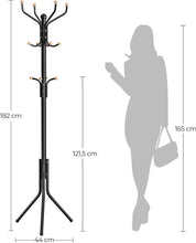 Load image into Gallery viewer, Metal Coat Rack Stand Hat Hanger, Black, 182cm
