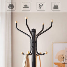 Load image into Gallery viewer, Metal Coat Rack Stand Hat Hanger, Black, 182cm
