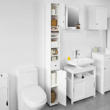 Load image into Gallery viewer, White Tall Bathroom Cabinet High Storage
