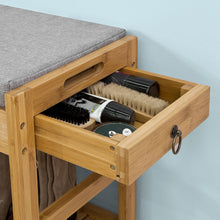 Load image into Gallery viewer, Bamboo Shoe Bench Drawers Lift Top
