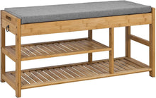 Load image into Gallery viewer, Bamboo Shoe Bench Drawers Lift Top
