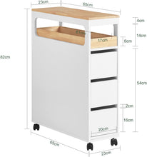 Load image into Gallery viewer, Storage Cart Narrow Cabinet Wheels Tray Drawers
