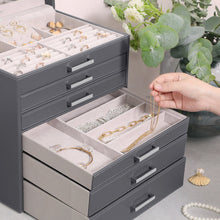 Load image into Gallery viewer, Jewellery Grey Box, 6 Layers,  5 Drawers
