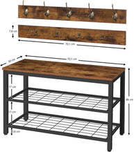 Load image into Gallery viewer, Industrial Design Entryway Shoe Rack with Coat Hooks Organizer (Brown)
