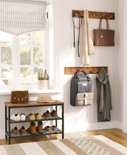 Load image into Gallery viewer, Industrial Design Entryway Shoe Rack with Coat Hooks Organizer (Brown)
