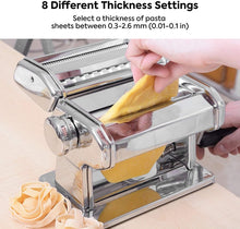 Load image into Gallery viewer, Pasta Maker Manual Steel Machine with 8 Adjustable Thickness Settings
