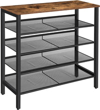Load image into Gallery viewer, 5-Tier Shoe Rack, Industrial Shoe Organizer Storage Bench

