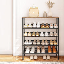 Load image into Gallery viewer, 5-Tier Shoe Rack, Industrial Shoe Organizer Storage Bench
