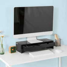 Load image into Gallery viewer, Black Monitor Stand Desk Organizer with 2 Drawers
