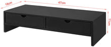 Load image into Gallery viewer, Black Monitor Stand Desk Organizer with 2 Drawers
