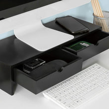 Load image into Gallery viewer, Black Monitor Stand Desk Organizer with 2 Drawers
