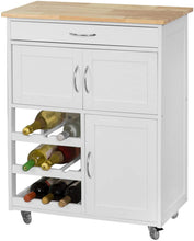Load image into Gallery viewer, Kitchen Trolley with Wine Racks, Portable Workbench and Serving Cart for Bar or Dining
