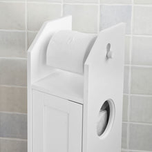 Load image into Gallery viewer, Toilet Paper Holder with Storage, Freestanding Cabinet, Toilet Brush Holder and Toilet Paper Dispenser
