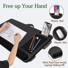 Load image into Gallery viewer, Portable Laptop Desk with Device Ledge, Mouse Pad and Phone Holder for Home Office (Black, 43cm)
