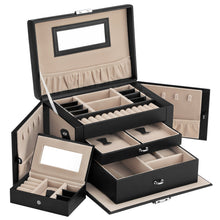 Load image into Gallery viewer, Lockable Jewelry Box 3-Tier Display Case
