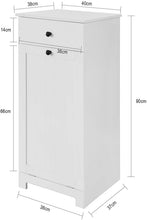 Load image into Gallery viewer, White Bathroom Cabinet with Laundry Basket and Drawer
