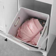 Load image into Gallery viewer, White Bathroom Cabinet with Laundry Basket and Drawer
