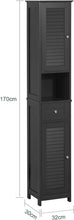 Load image into Gallery viewer, Freestanding Tall Bathroom Cabinet 170 x 32 x 30 cm (Black)
