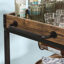 Load image into Gallery viewer, Industrial Vintage Style Wood Metal 3 Tiers Kitchen Serving Trolley with Wine Rack (Brown)
